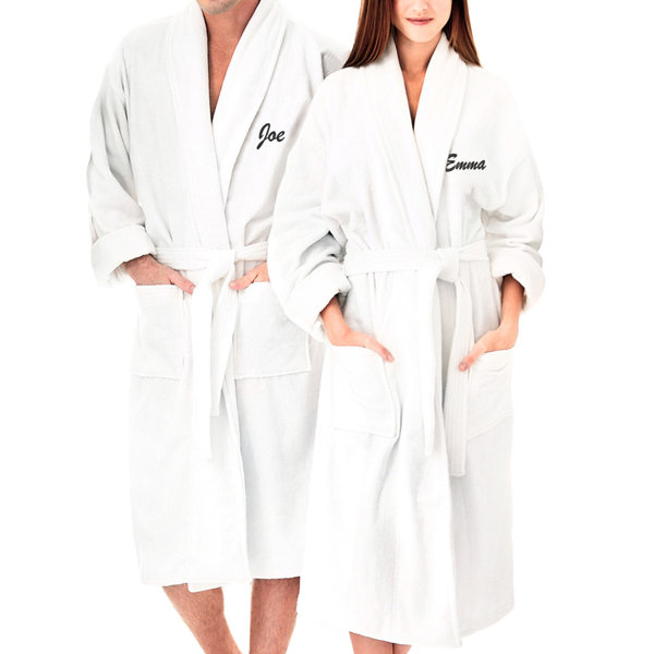 Red Barrel Studio® Custom Name Bathrobes 2 Piece Cotton Velour Bathrobe